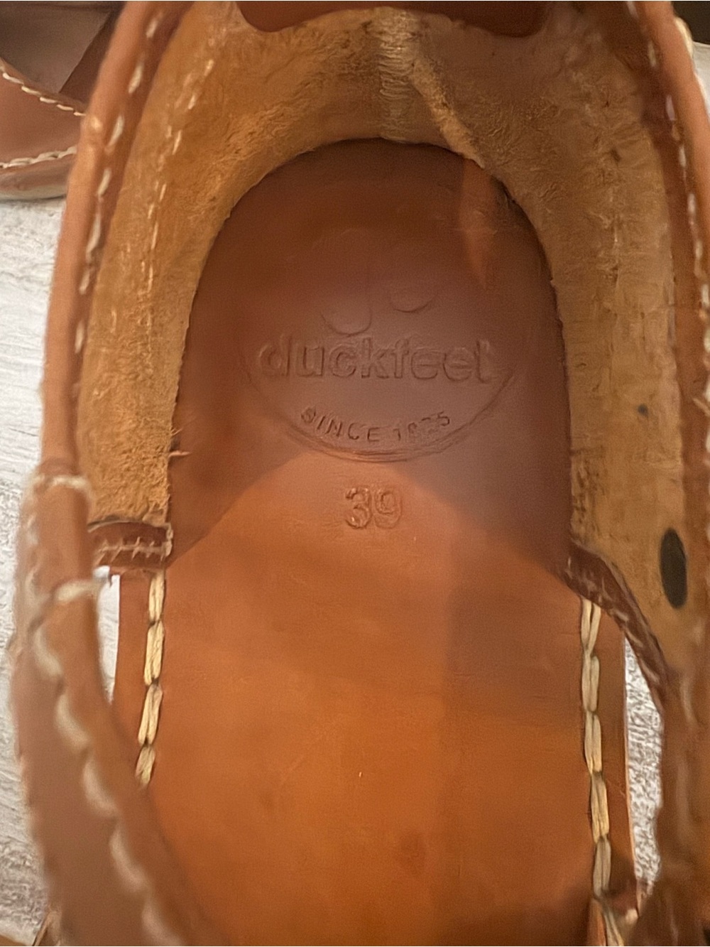 Duckfeet Band- Tan Leather Mary Jane Shoes - Classic Stitch Detail - Picture 4 of 6